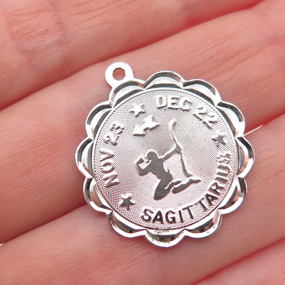 CREA 925 Sterling Silver Vintage Sagittarius Zodiac Sign Charm Pendant